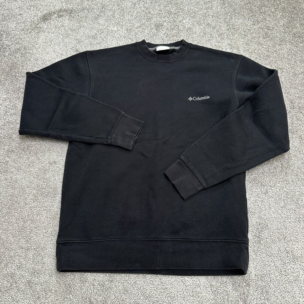 Columbia Sweatshirt Mens Small Black Crew Neck Cotton Pullover Casual Outdoor